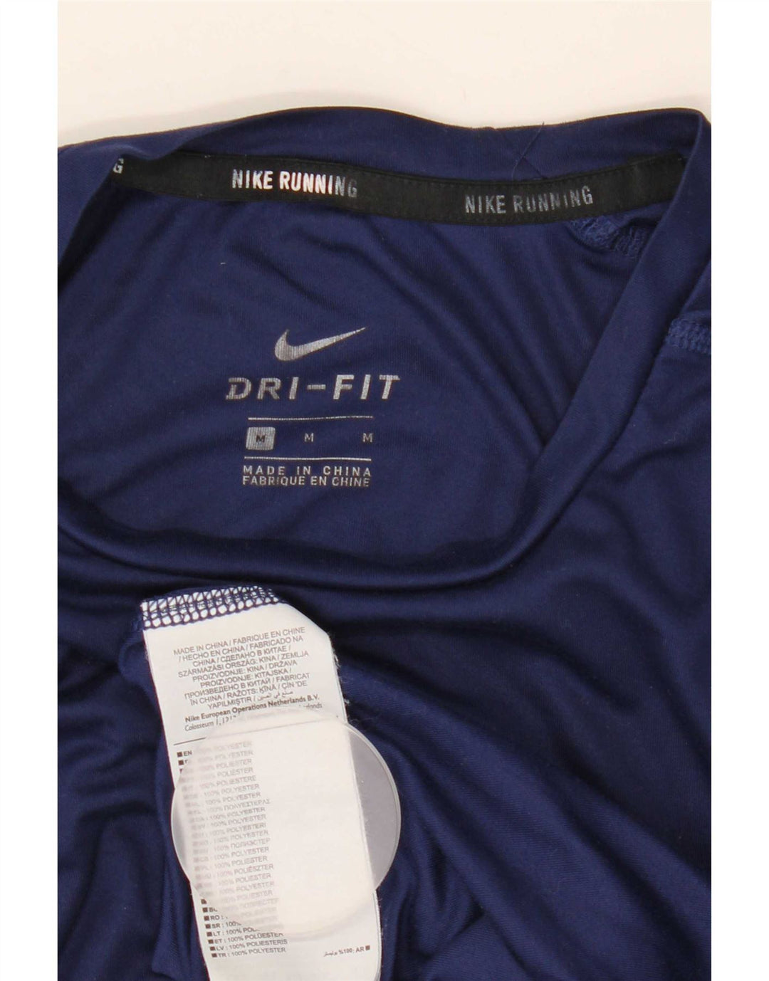 Nike Mens Dri Fit Top Long Sleeve Medium Navy Blue Polyester