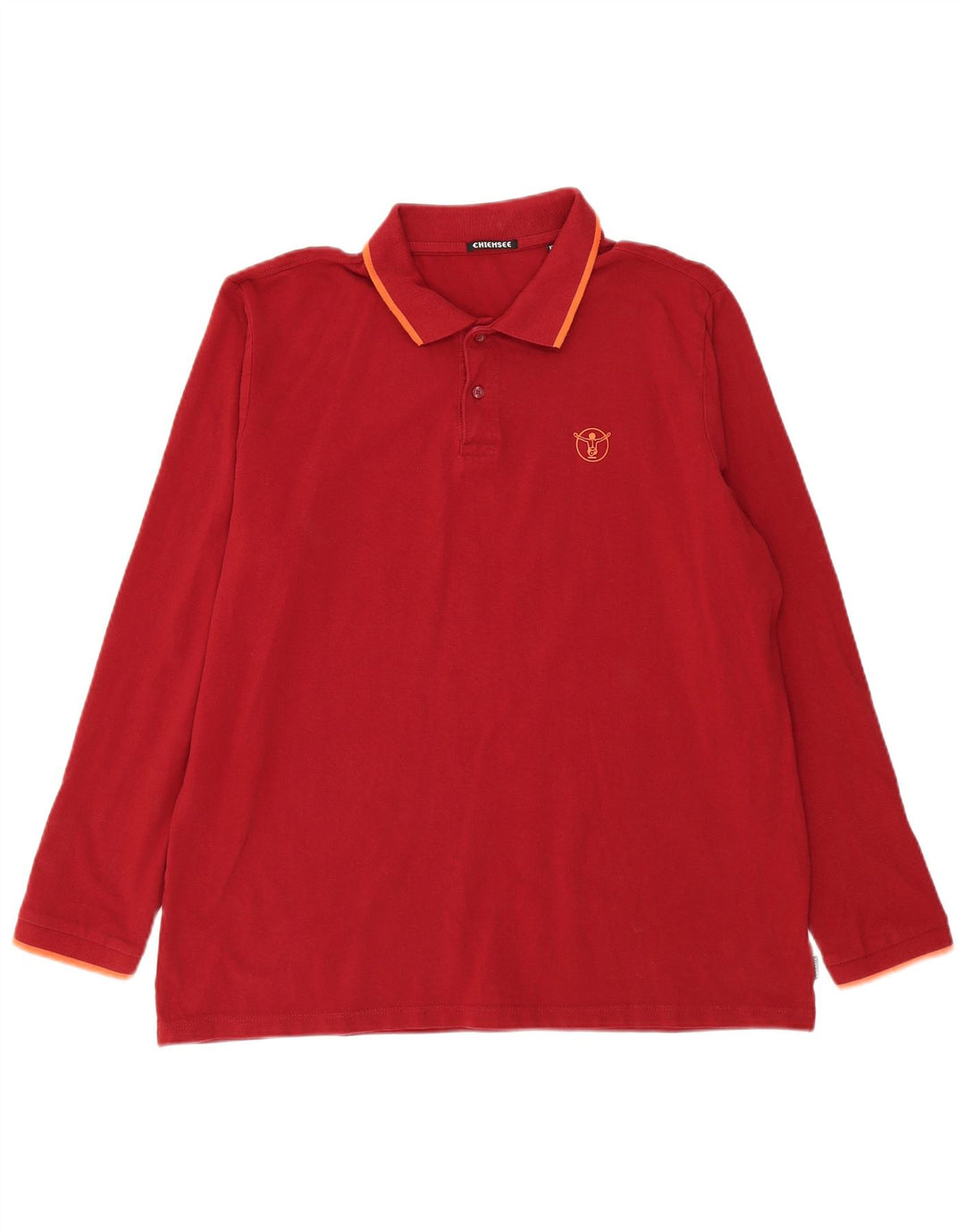 CHIEMSEE Mens Long Sleeve Polo Shirt 2XL Red Cotton
