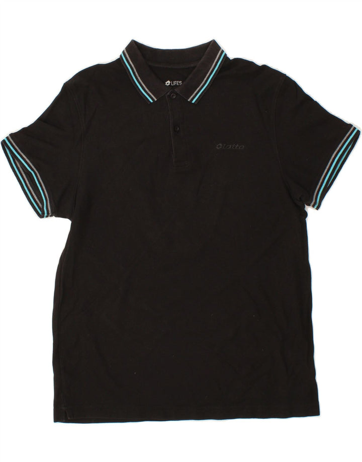 LOTTO Mens Polo Shirt XL Black Cotton Vintage Lotto and Second-Hand Lotto from Messina Hembry 