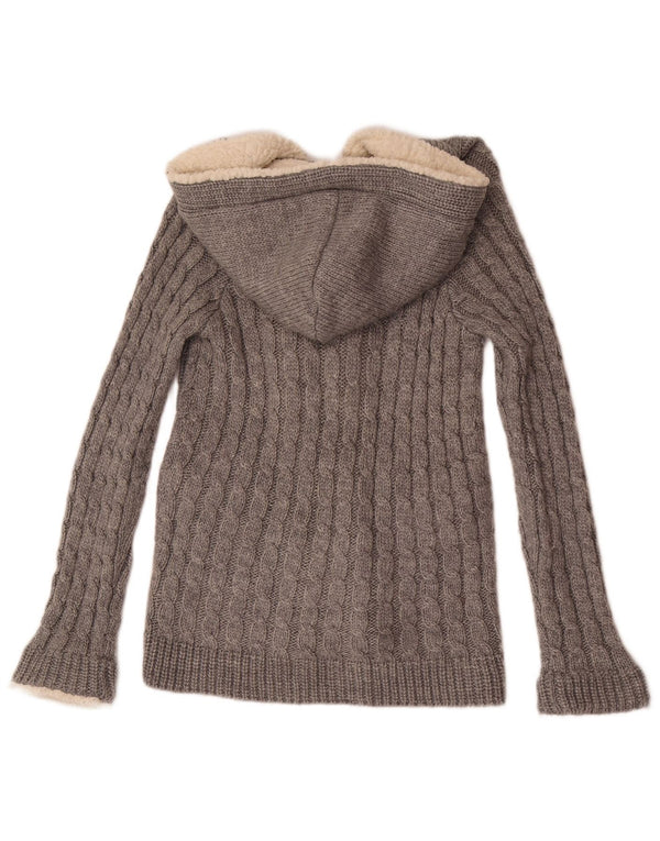 Zara Womens Hooded Jumper Sweater UK 10 Small Grey Acrylic