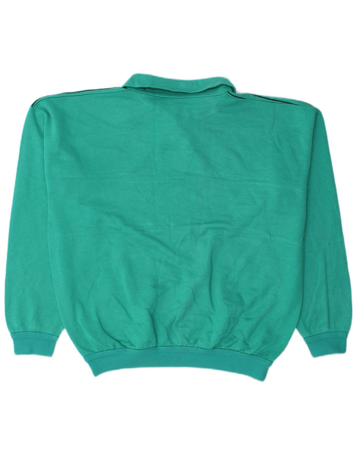 Armani Mens Graphic Polo Neck Sweatshirt Jumper Large Turquoise Striped