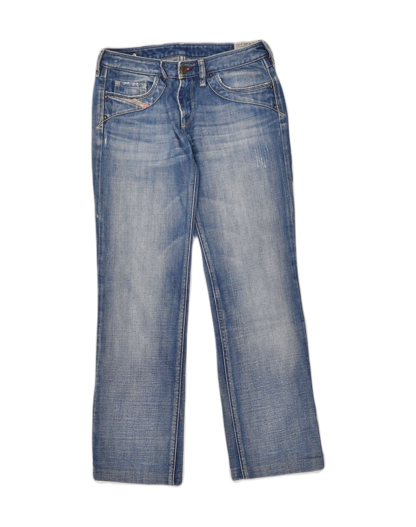 DIESEL Womens Straight Jeans W28 L29 Blue Cotton