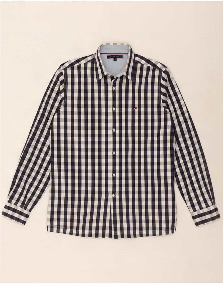 Tommy Hilfiger Mens Shirt Medium Navy Blue Gingham