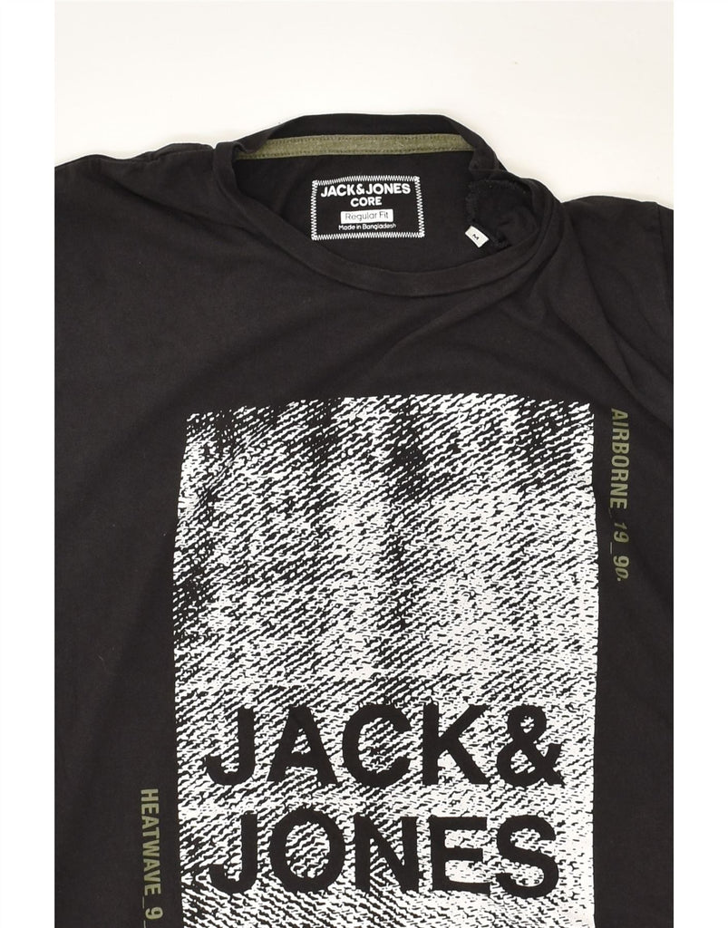 JACK & JONES Mens Regular Fit Graphic T-Shirt Top Medium Black Cotton | Vintage Jack & Jones | Thrift | Second-Hand Jack & Jones | Used Clothing | Messina Hembry 