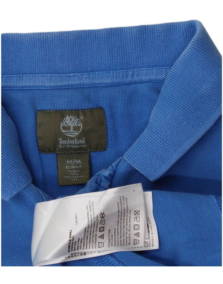 Timberland Mens Slim Fit Polo Shirt Medium Blue Cotton