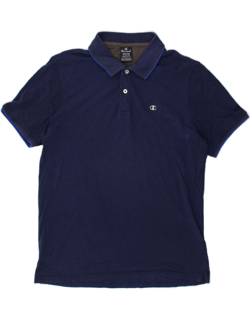 CHAMPION Mens Polo Shirt Medium Navy Blue Cotton | Vintage Champion | Thrift | Second-Hand Champion | Used Clothing | Messina Hembry 