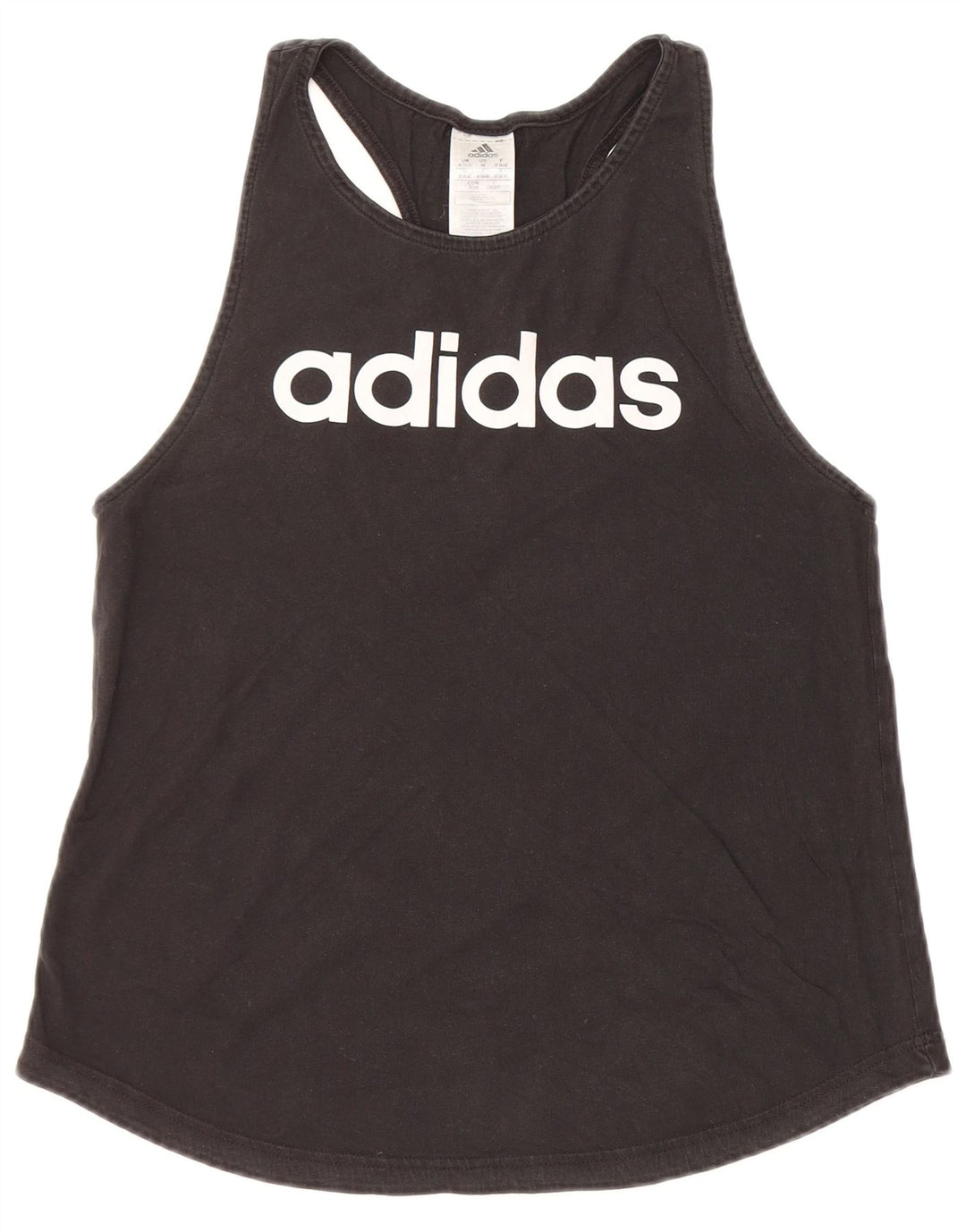 ADIDAS Womens Graphic Vest Top UK 12/14 Medium Black Cotton