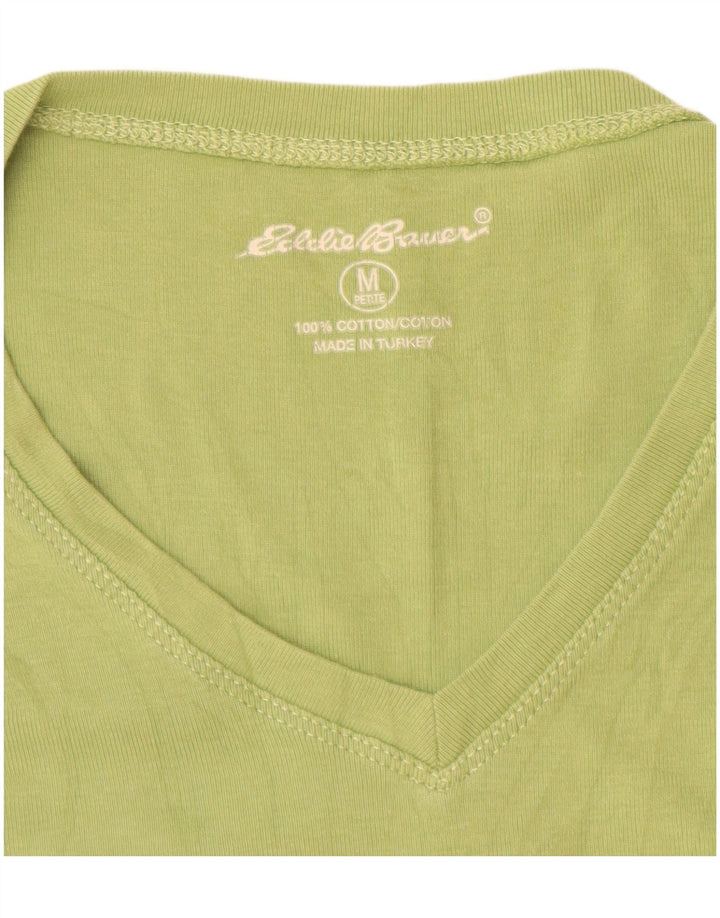 Eddie Bauer Womens Top 3/4 Sleeve UK 12 Medium Green Cotton