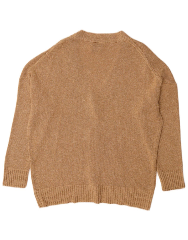 Massimo Dutti Womens Cardigan Sweater UK 14 Medium Beige Viscose