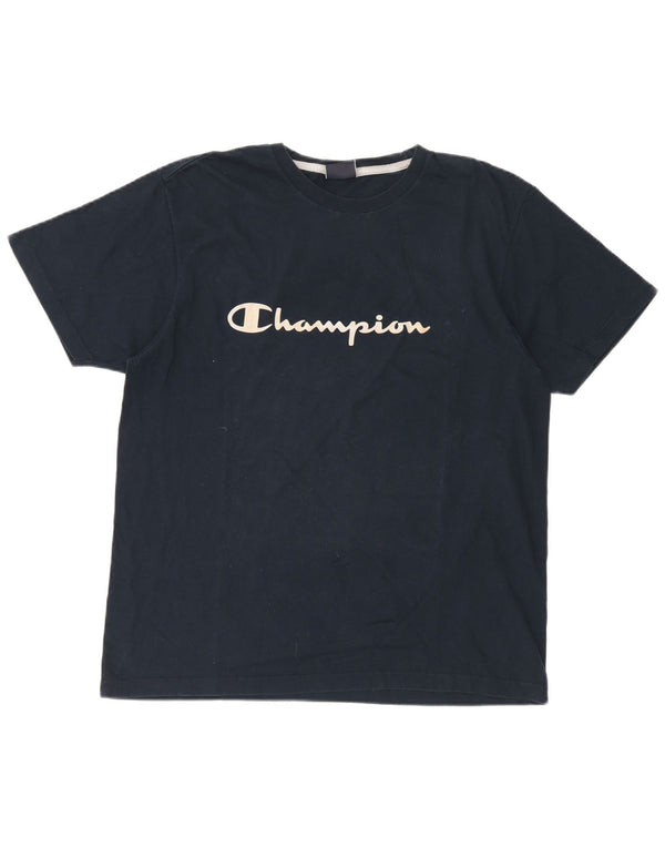 CHAMPION Mens Graphic T-Shirt Top XL Navy Blue Cotton
