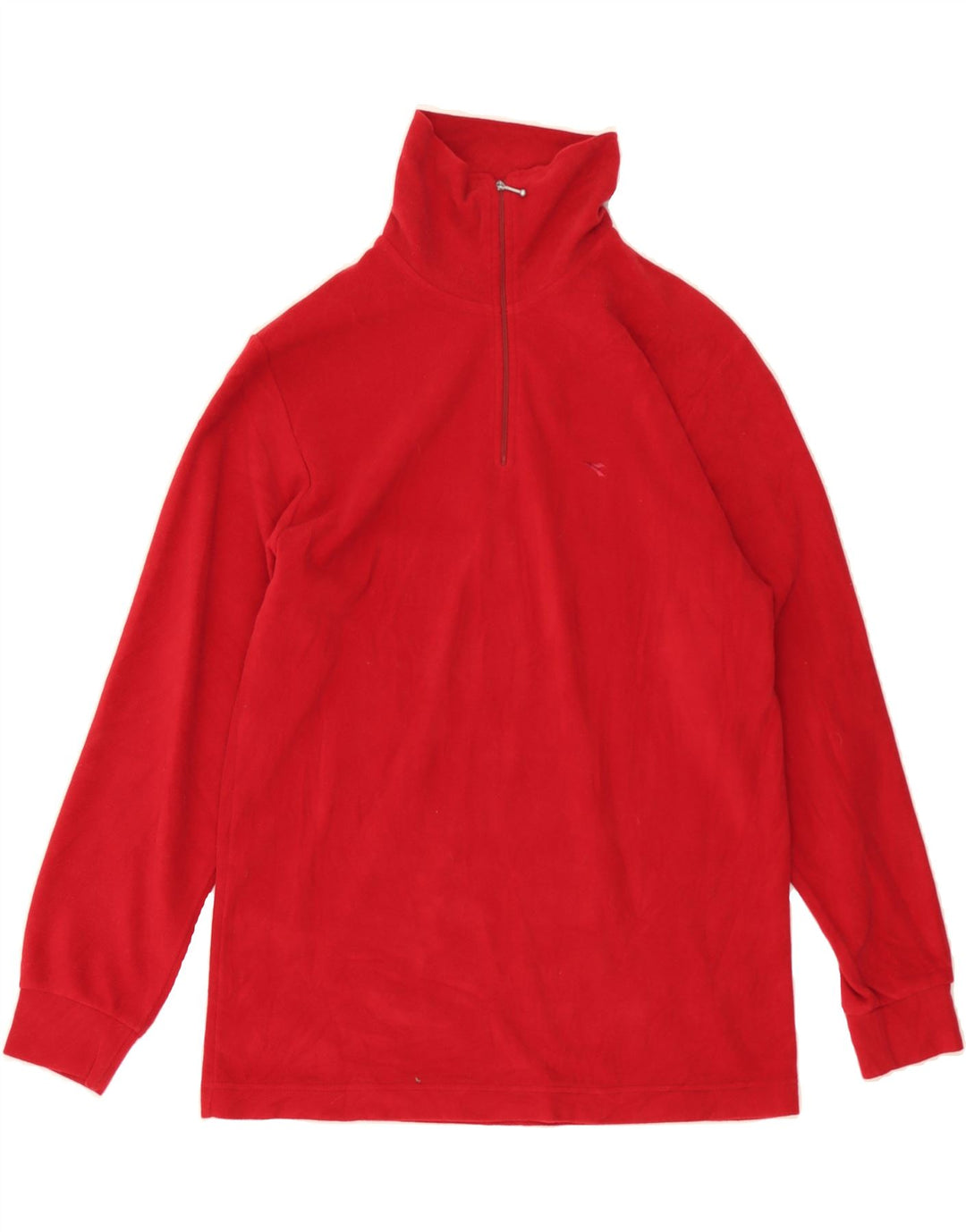DIADORA Mens Zip Neck Fleece Jumper Medium Red Polyester Vintage Diadora and Second-Hand Diadora from Messina Hembry 
