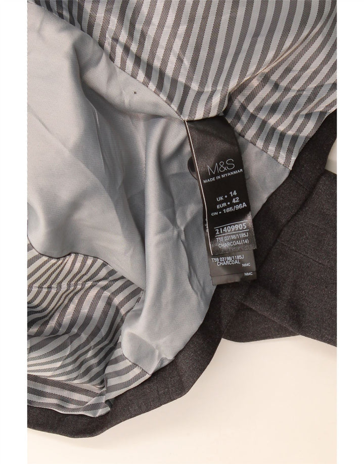 Marks & Spencer Womens 1 Button Blazer Jacket UK 14 Large Grey Flecked
