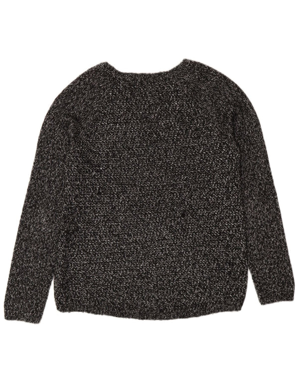 Massimo Dutti Womens V-Neck Jumper Sweater UK 14 Medium Grey Flecked