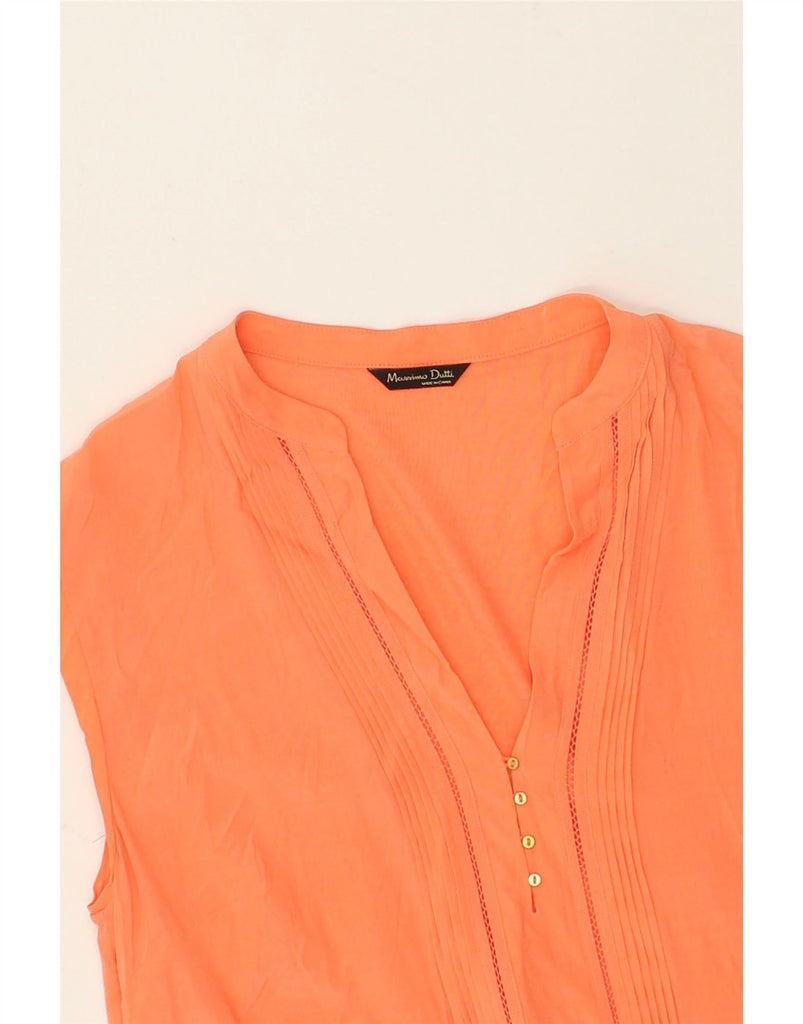 MASSIMO DUTTI Womens Sleeveless Pullover Shirt UK 12 Medium Orange Viscose | Vintage Massimo Dutti | Thrift | Second-Hand Massimo Dutti | Used Clothing | Messina Hembry 