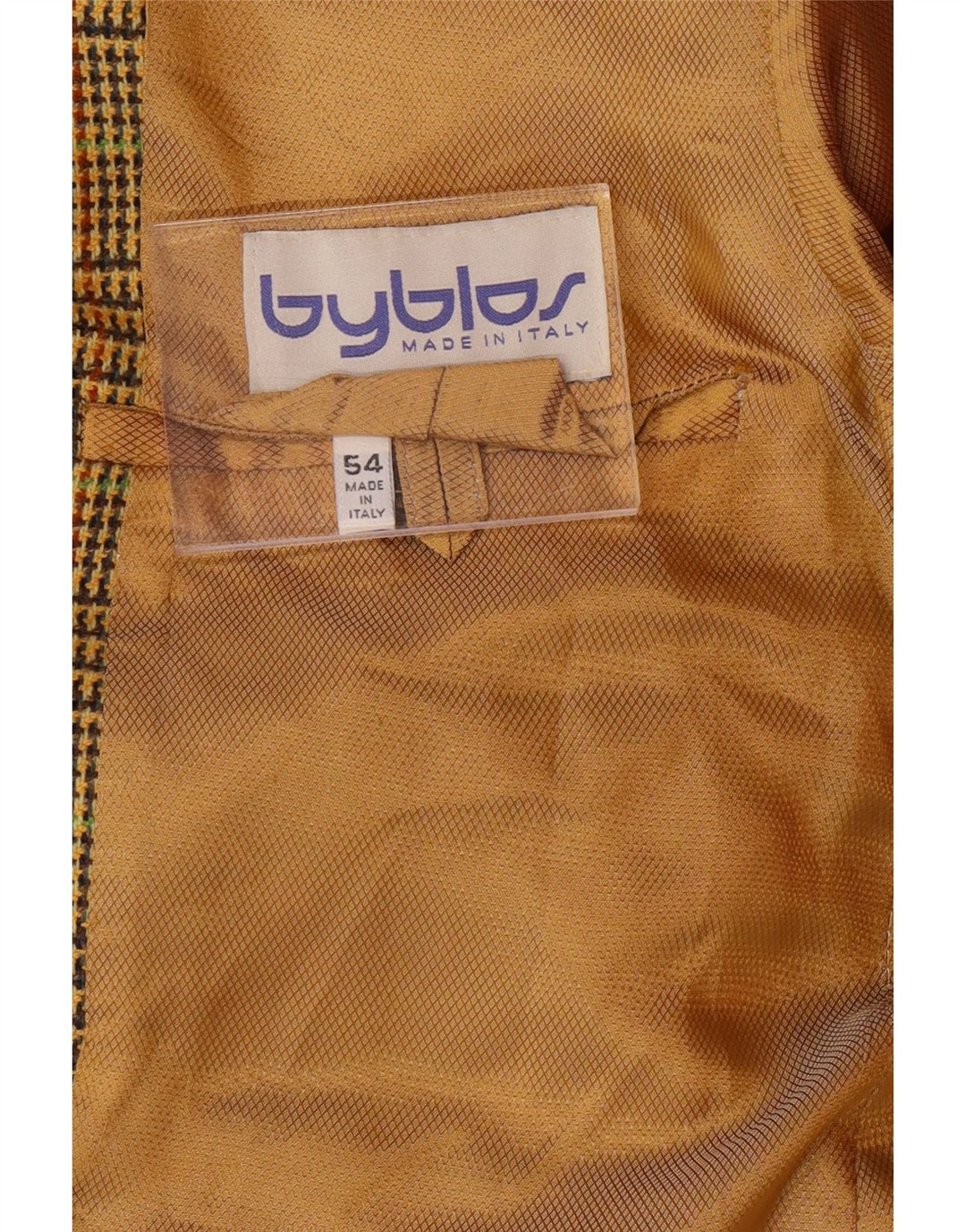 BYBLOS Mens 3 Button Blazer Jacket IT 54 2XL Yellow Houndstooth