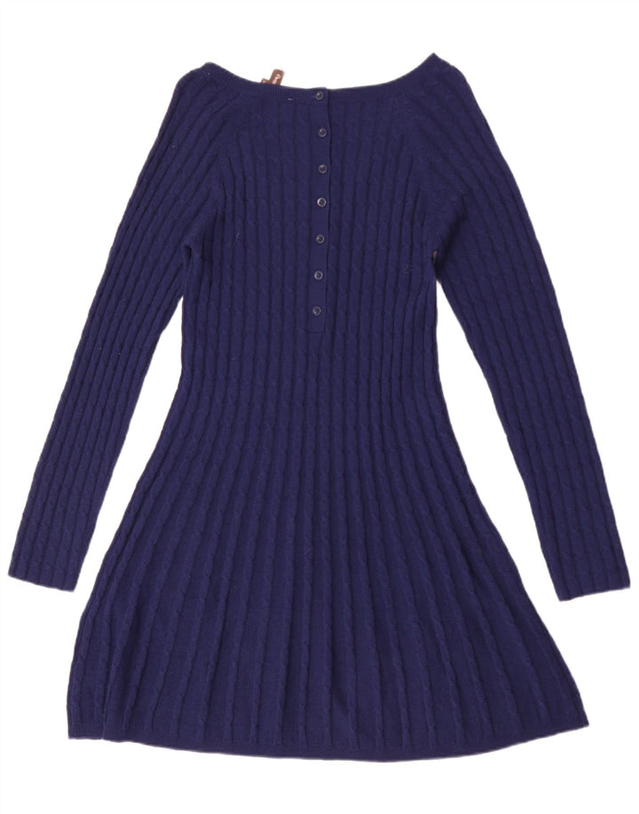Phase Eight Womens Long Sleeve Jumper Dress UK 12 Medium Navy Blue Wool