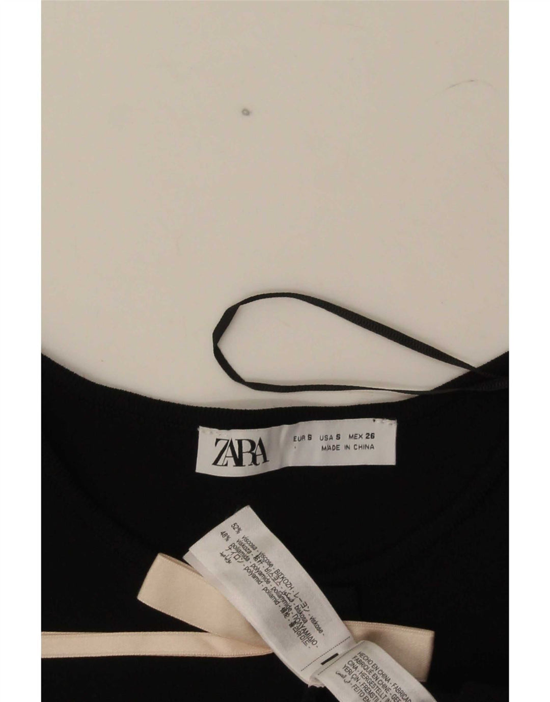 Zara Womens 3/4 Sleeve Shift Dress UK 8 Small Black Viscose