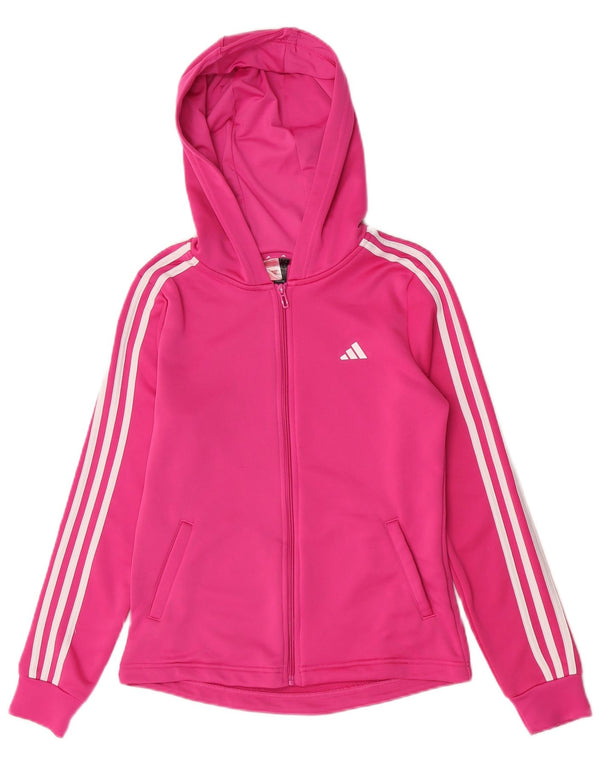 Adidas Girls Zip Hoodie Sweater 14-15 Years Pink Polyester