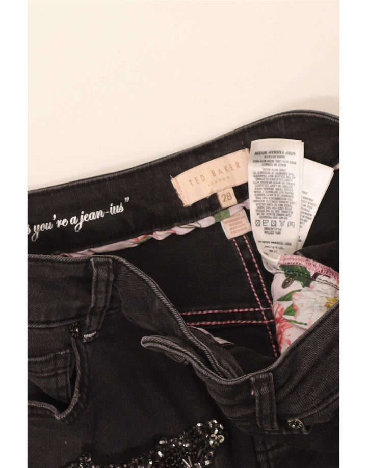 Ted Baker Womens Distressed Slim Jeans W28 L28 Black Cotton
