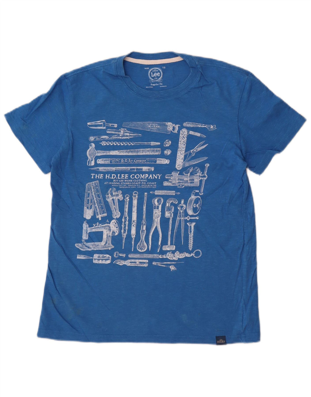 Lee Boys Regular Fit Graphic T-Shirt Top 11-12 Years Blue Cotton