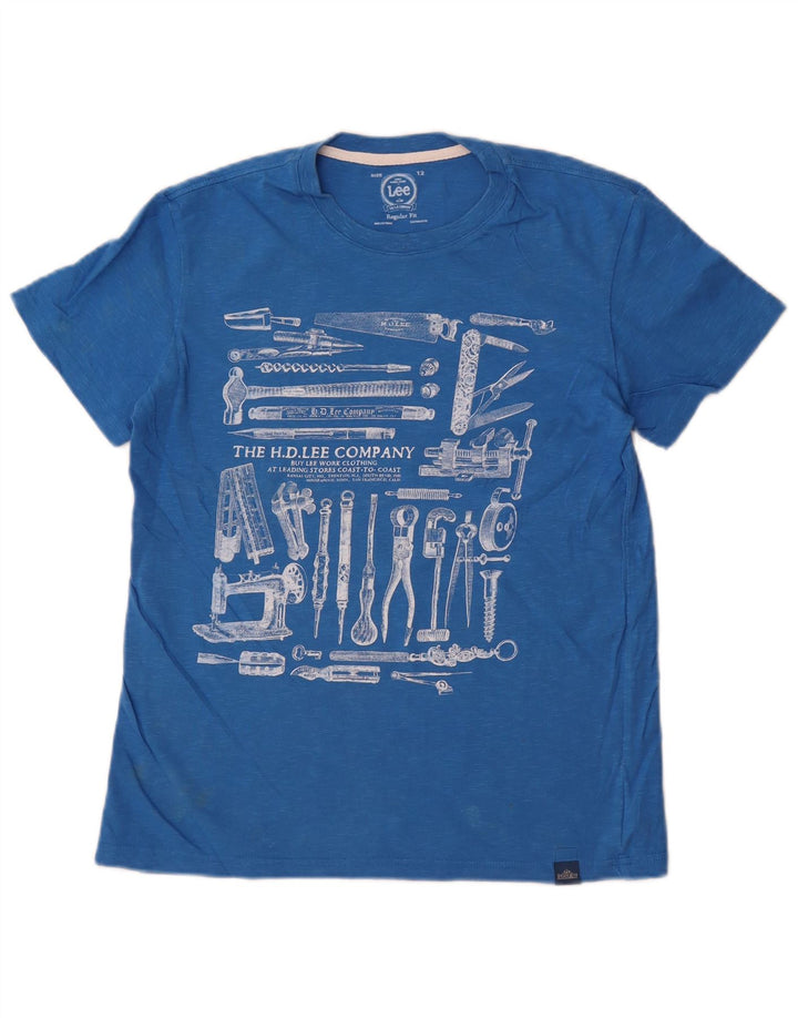Lee Boys Regular Fit Graphic T-Shirt Top 11-12 Years Blue Cotton