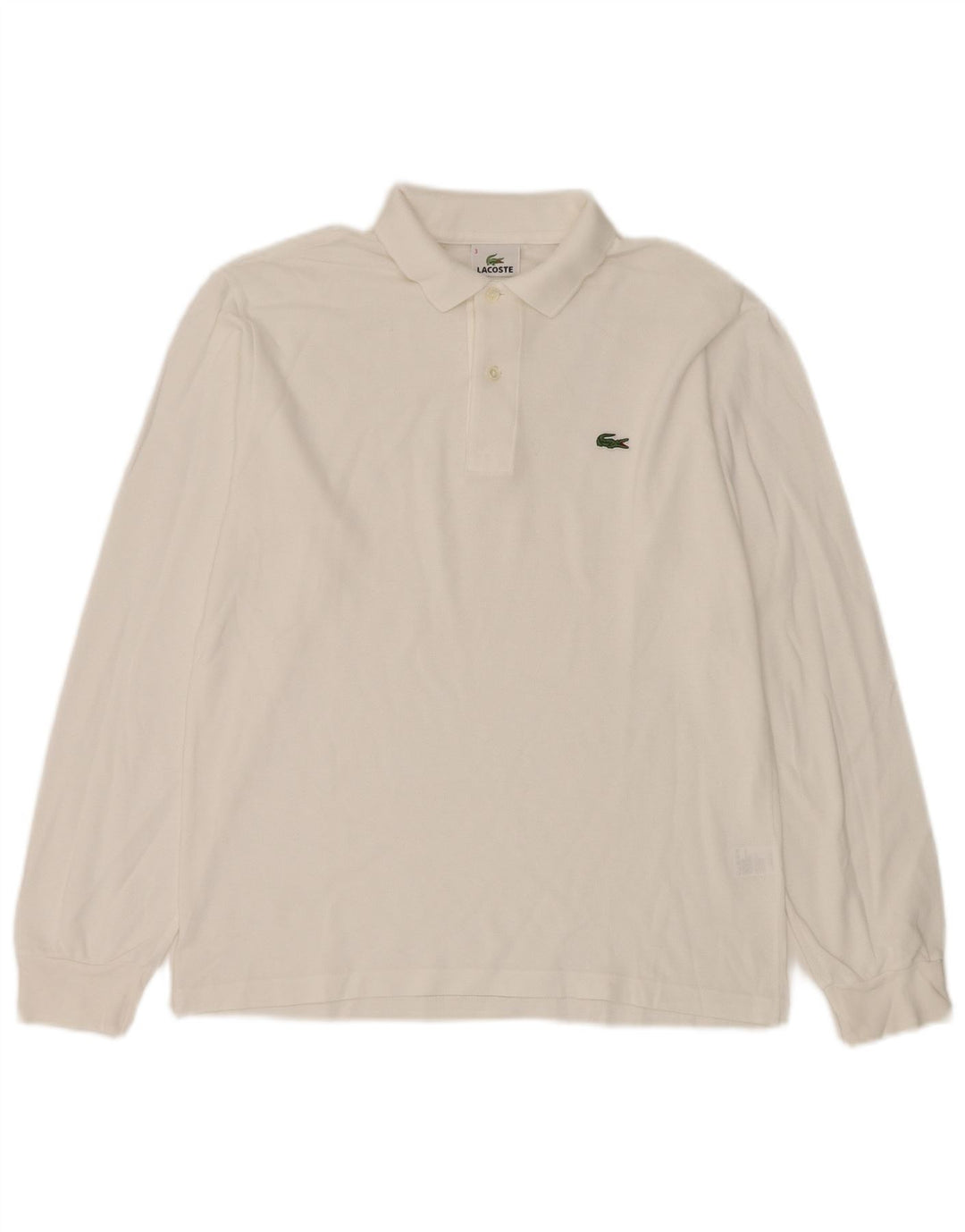 LACOSTE Mens Long Sleeve Polo Shirt Size 3 Small White Cotton
