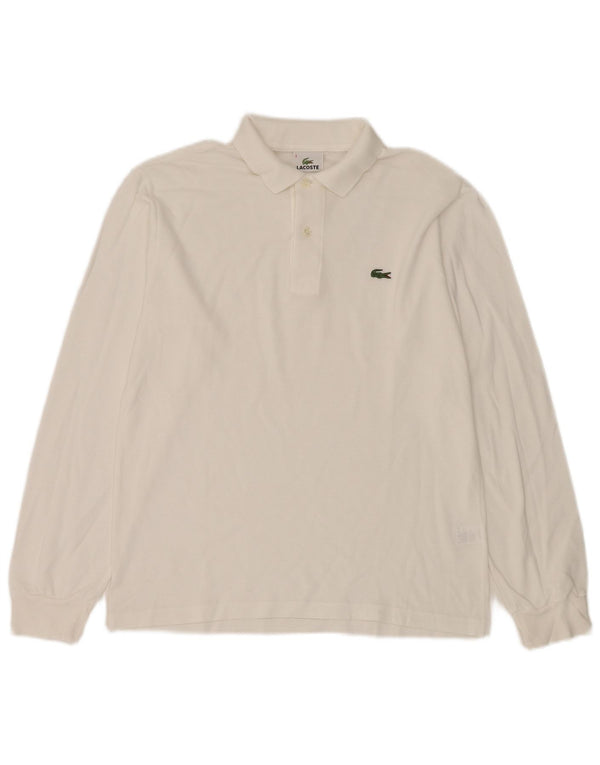 LACOSTE Mens Long Sleeve Polo Shirt Size 3 Small White Cotton