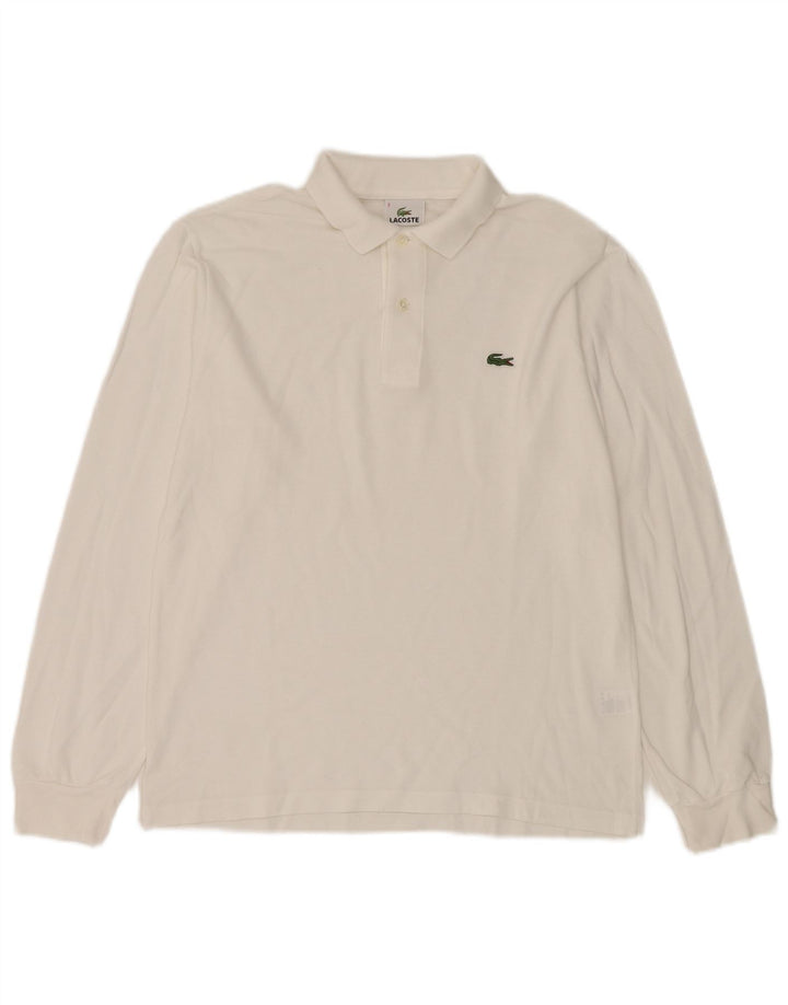 LACOSTE Mens Long Sleeve Polo Shirt Size 3 Small White Cotton