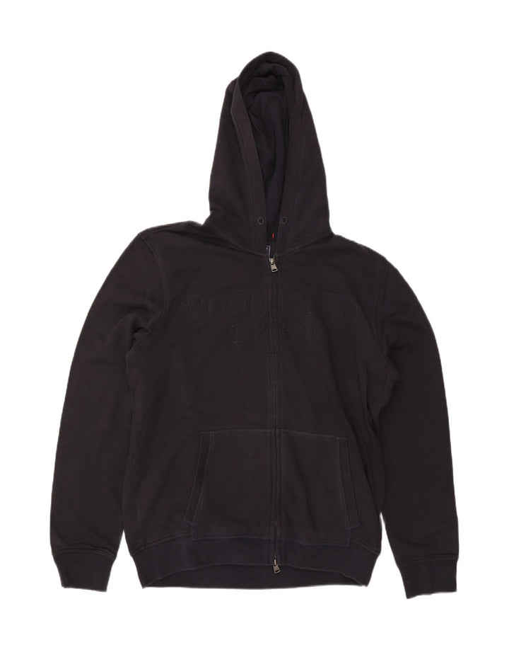 WOOLRICH Mens Graphic Zip Hoodie Sweater XL Navy Blue Cotton Vintage Woolrich and Second-Hand Woolrich from Messina Hembry 