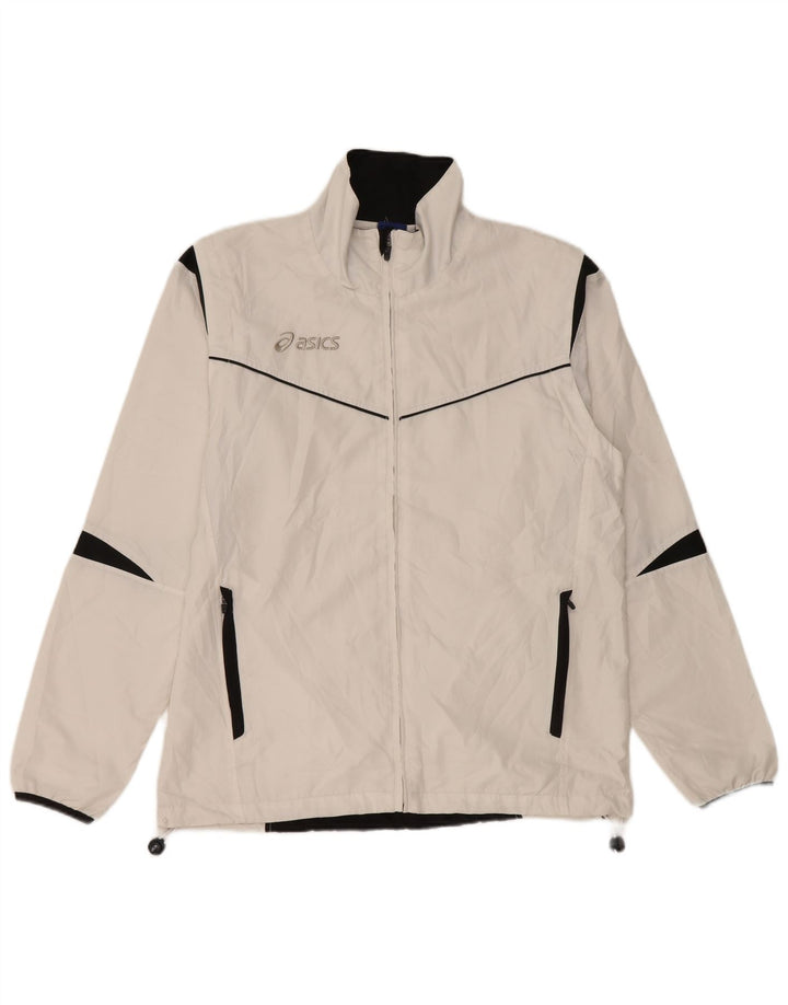 Asics Mens Tracksuit Top Jacket Medium White Colourblock Polyester