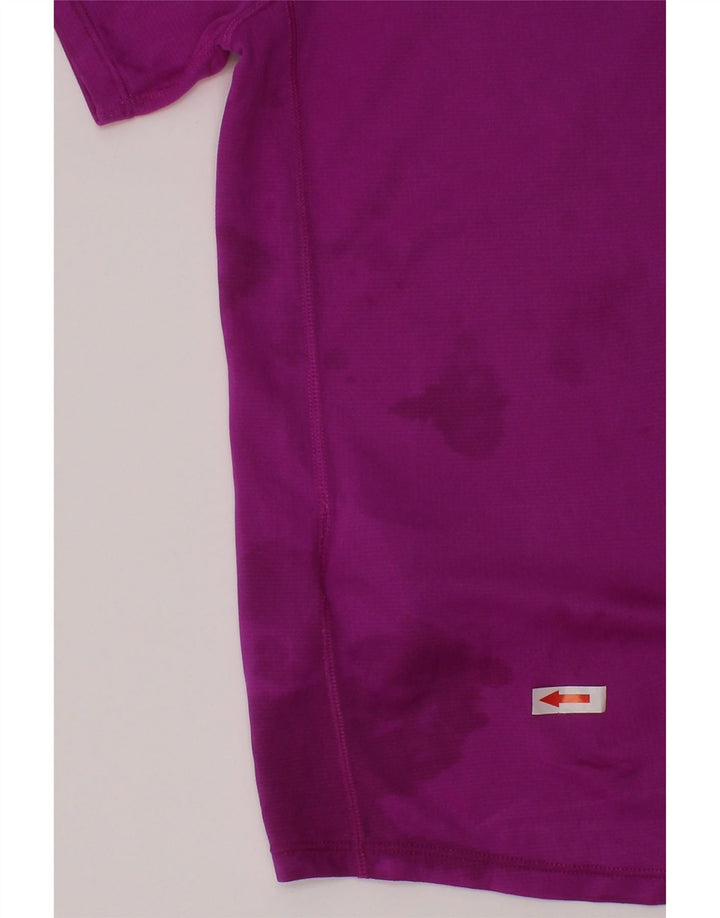 Asics Boys T-Shirt Top 10-11 Years Small Purple Striped Polyester