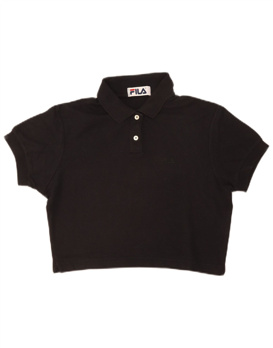 Fila Womens Crop Polo Shirt IT 46 Large Black
