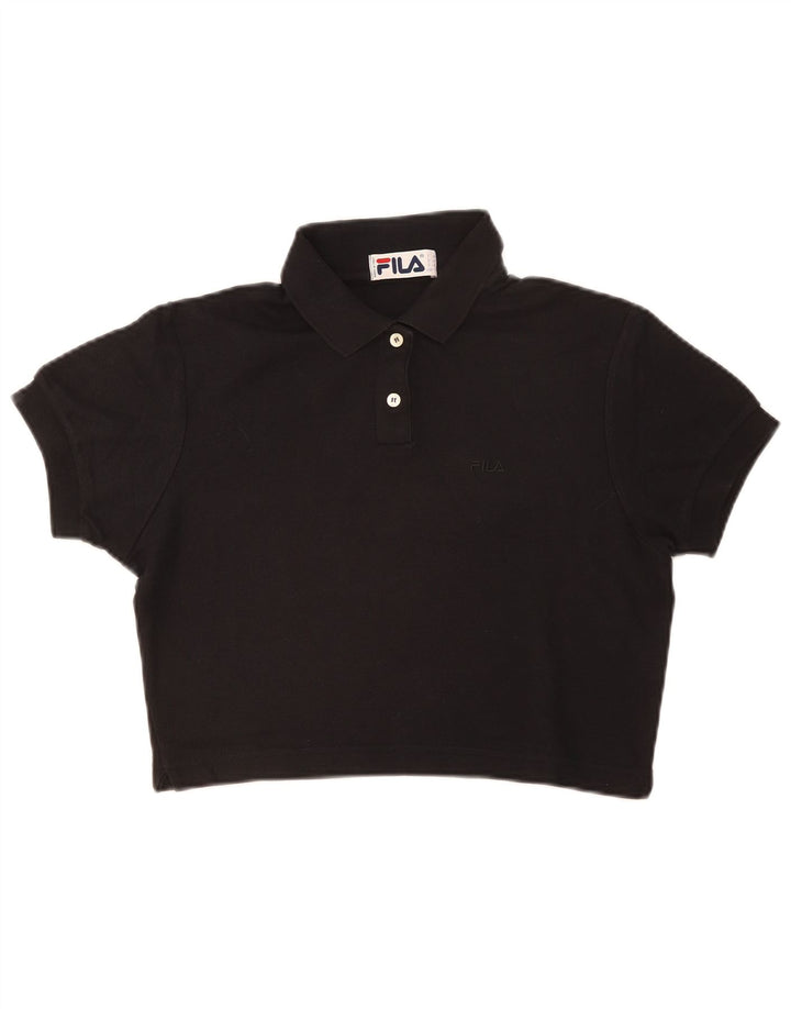 Fila Womens Crop Polo Shirt IT 46 Large Black