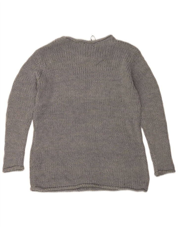 Zara Womens Oversized Boat Neck Jumper Sweater UK 10 Small Grey Acrylic