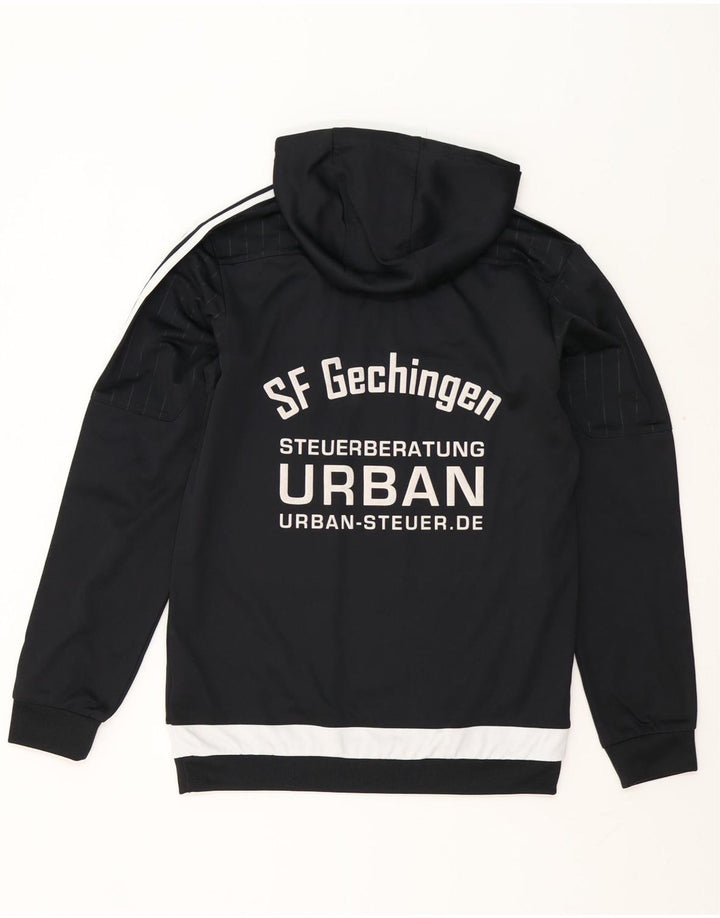 Adidas Mens Graphic Hoodie Jumper Small Black Colourblock Polyester