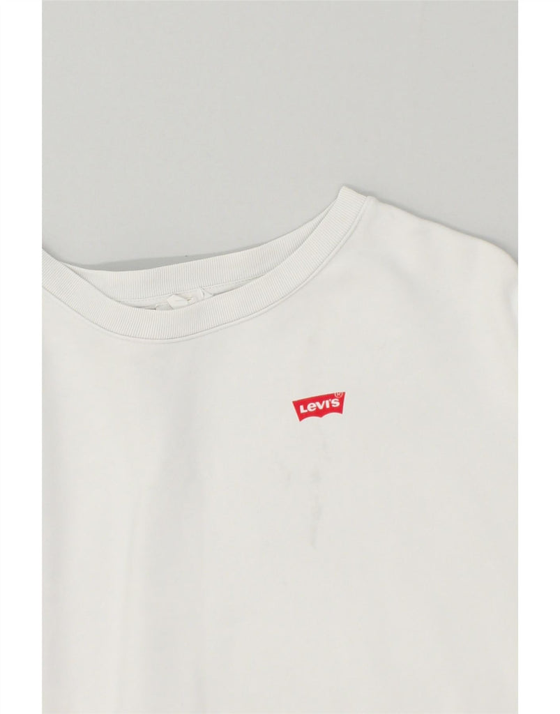 LEVI'S Womens Oversized Graphic Crop Sweatshirt Jumper UK 6 XS White | Vintage Levi's | Thrift | Second-Hand Levi's | Used Clothing | Messina Hembry 