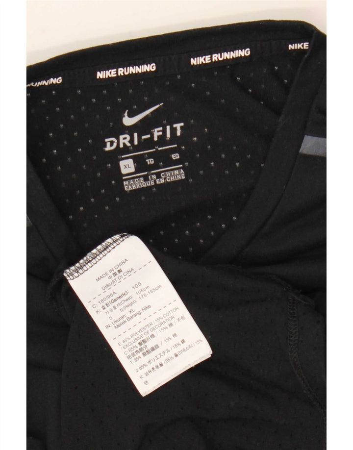 Nike Womens Dri Fit T-Shirt Top UK 18 XL Black Polyester