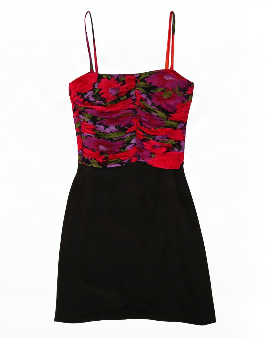 Vintage Womens Bodycon Dress IT 44 Medium Black Floral Acetate