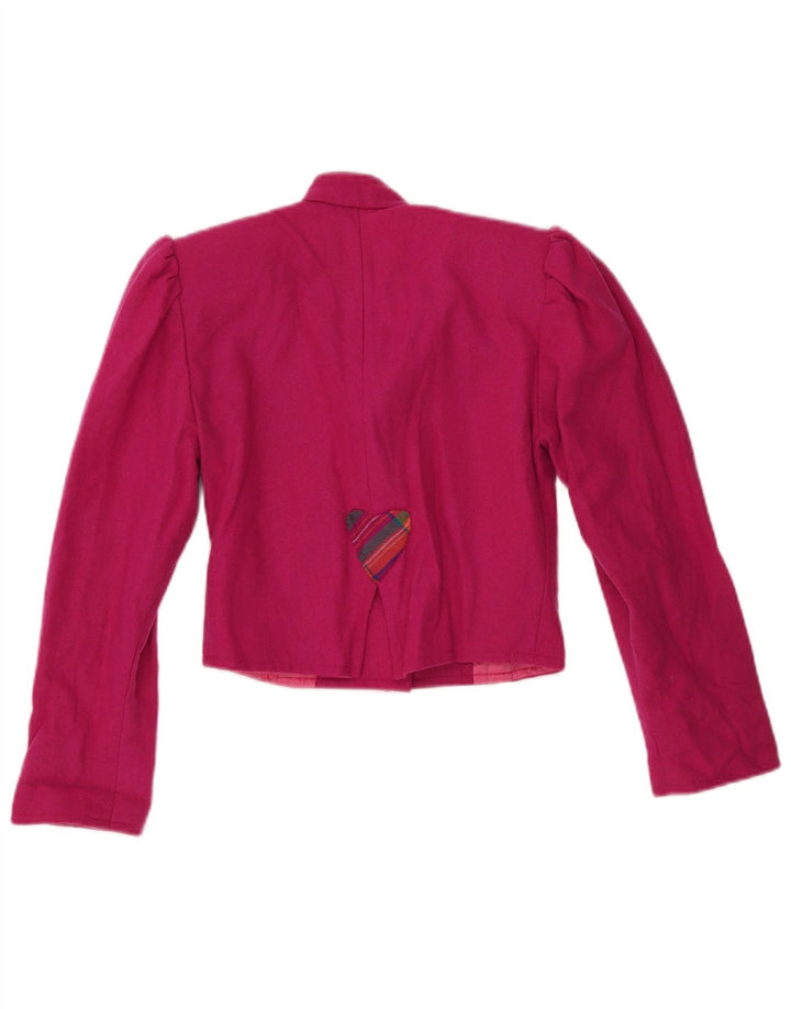 VINTAGE Womens Crop 2 Button Blazer Jacket UK 6 XS Pink