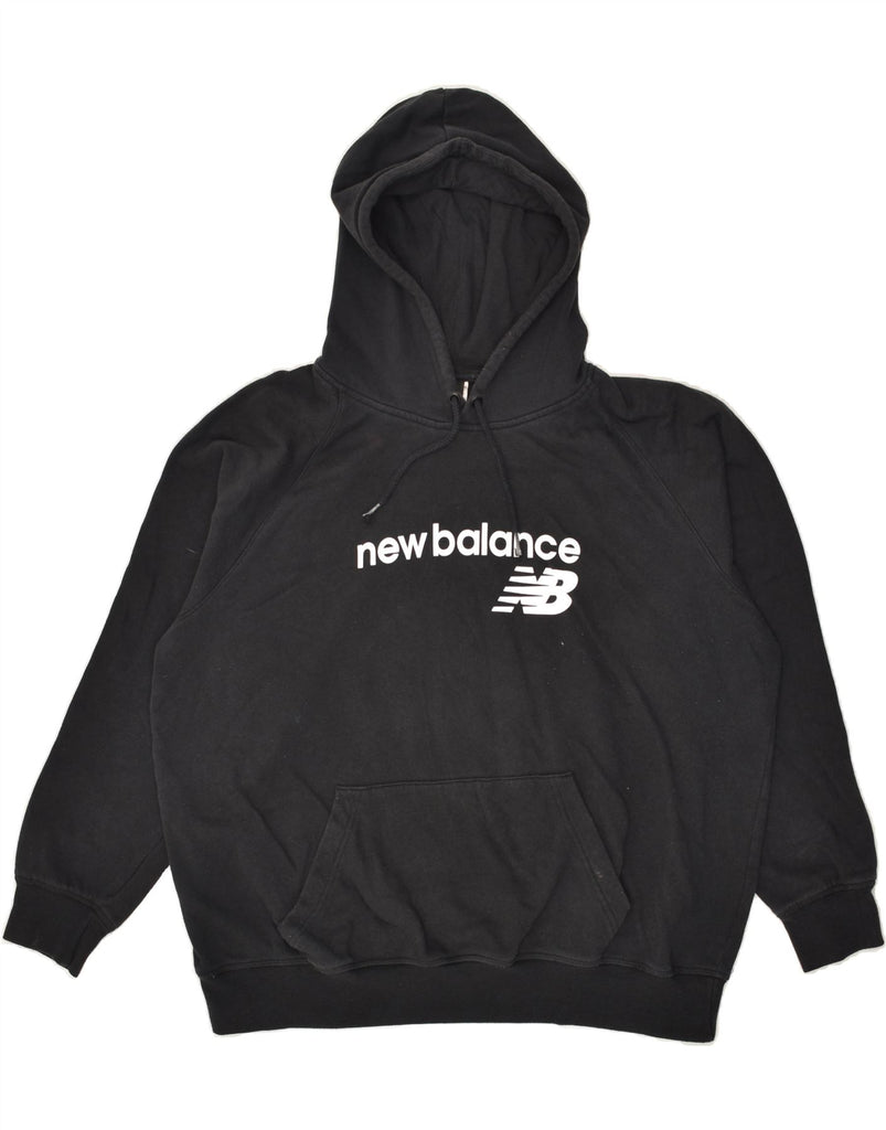 NEW BALANCE Womens Graphic Hoodie Jumper UK 18 XL Black Cotton | Vintage New Balance | Thrift | Second-Hand New Balance | Used Clothing | Messina Hembry 