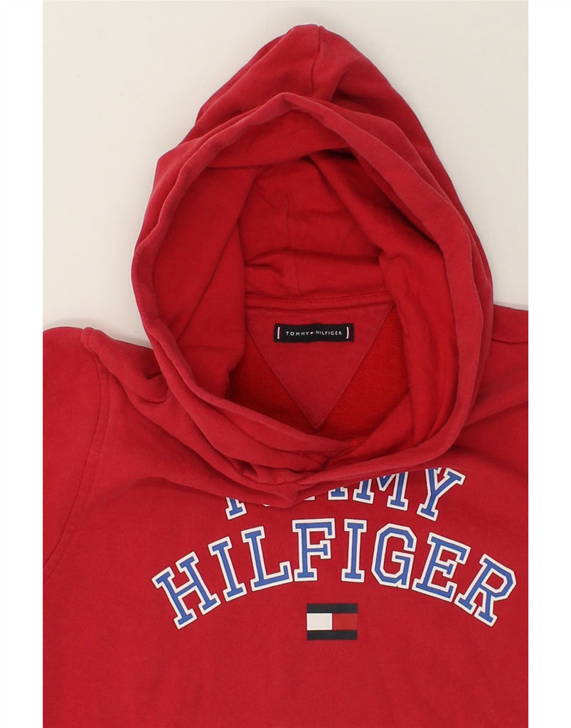 TOMMY HILFIGER Boys Graphic Hoodie Jumper 13-14 Years Red Cotton | Vintage Tommy Hilfiger | Thrift | Second-Hand Tommy Hilfiger | Used Clothing | Messina Hembry 