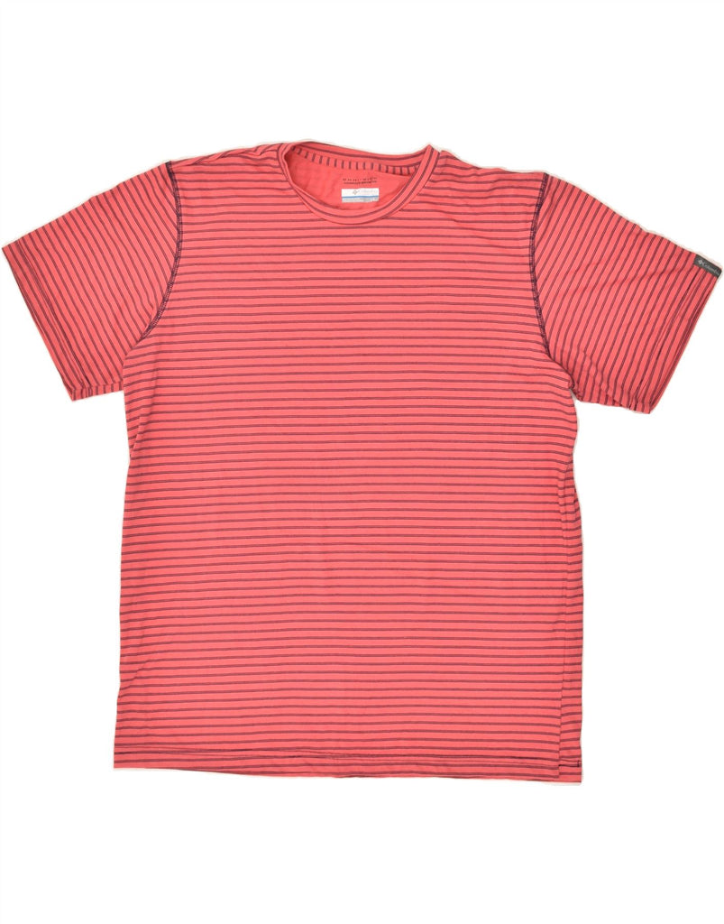 COLUMBIA Mens Omni-Wick T-Shirt Top Large Pink Striped Cotton | Vintage Columbia | Thrift | Second-Hand Columbia | Used Clothing | Messina Hembry 