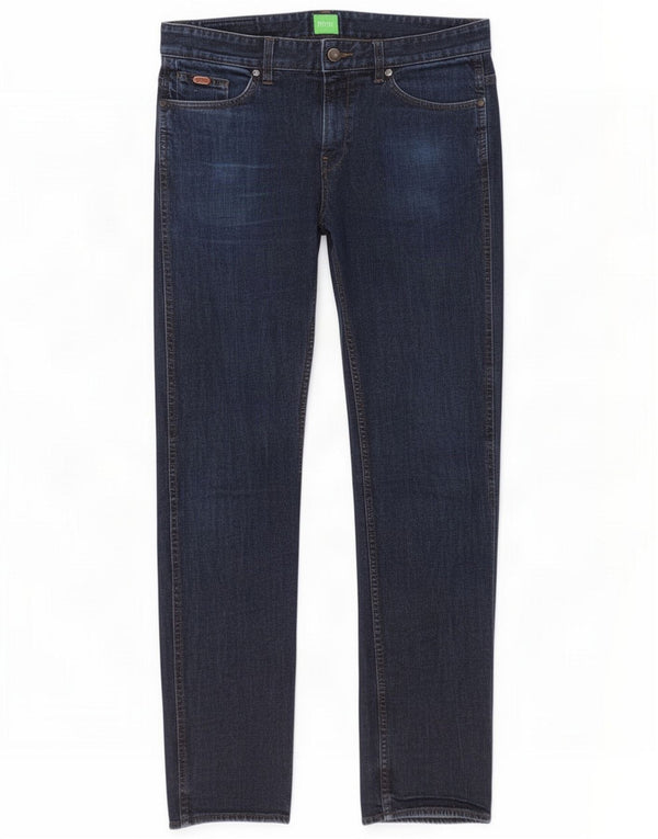 Hugo Boss Mens Straight Jeans W32 L34 Navy Blue Cotton