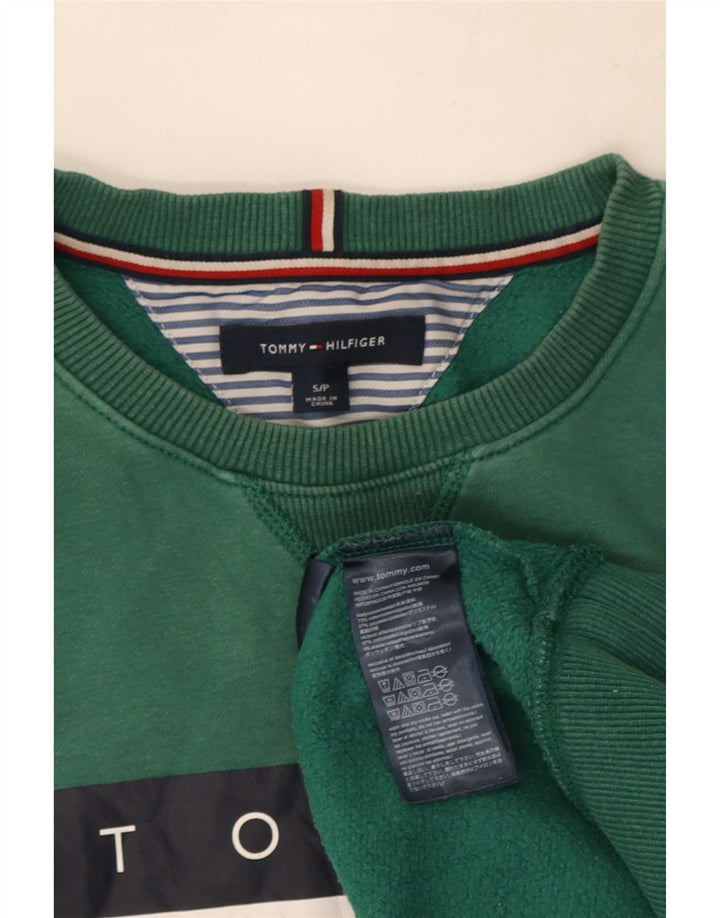 Tommy Hilfiger Mens Graphic Sweatshirt Jumper Small Green Cotton