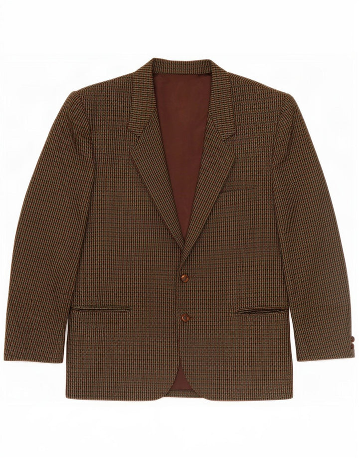 Vintage Mens 2 Button Blazer Jacket UK 40 Large Khaki Check Wool