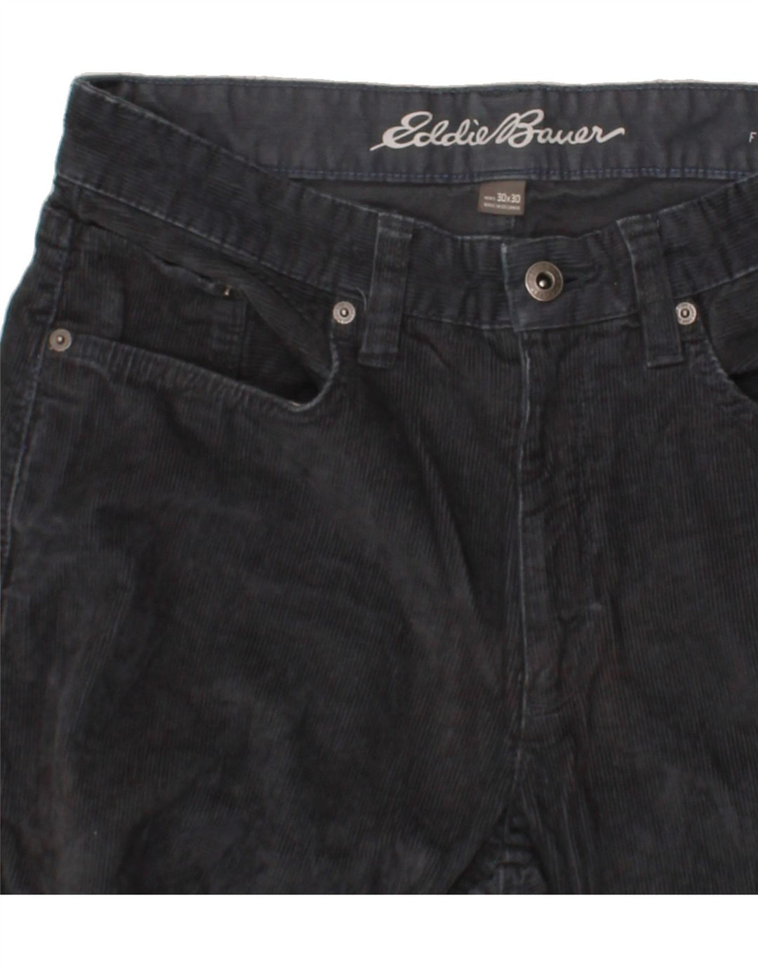 EDDIE BAUER Womens Straight Corduroy Trousers W30 L27 Grey Cotton Vintage Eddie Bauer and Second-Hand Eddie Bauer from Messina Hembry 