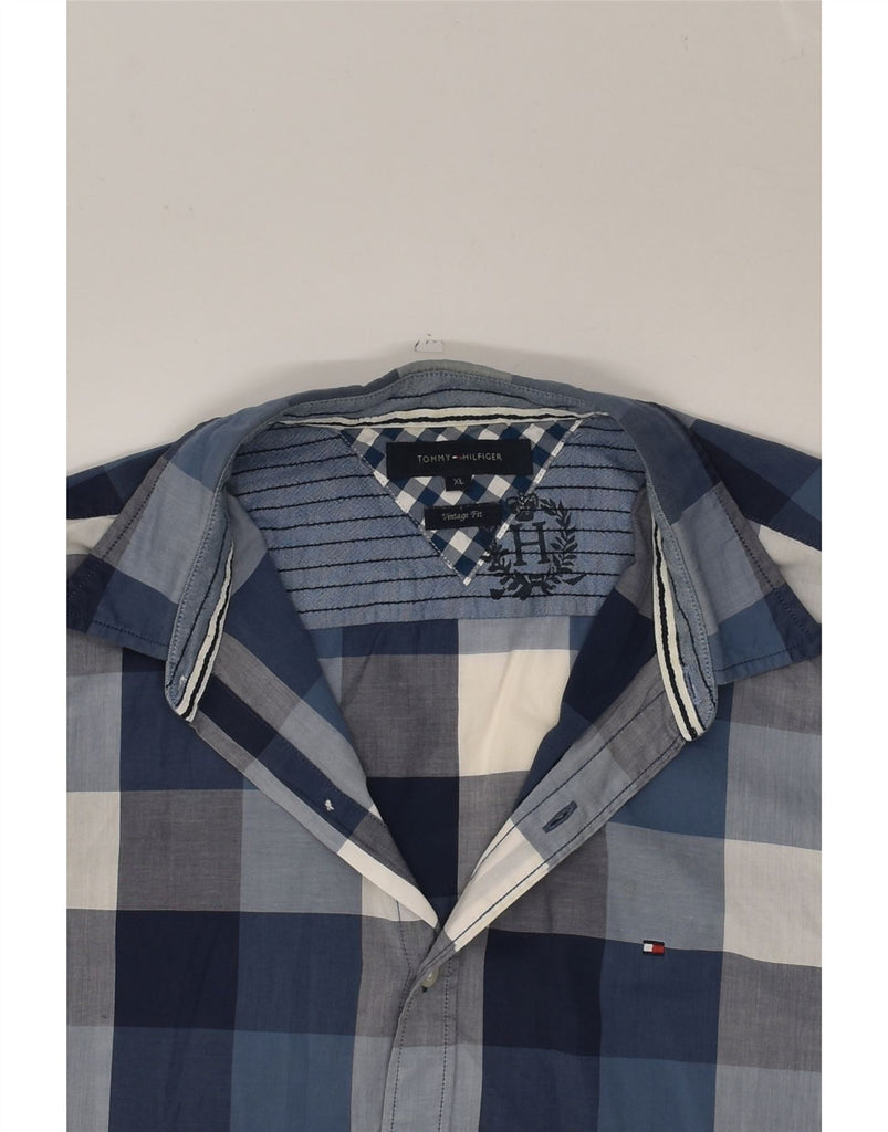 TOMMY HILFIGER Mens Vintage Fit Shirt XL Navy Blue Check Cotton | Vintage Tommy Hilfiger | Thrift | Second-Hand Tommy Hilfiger | Used Clothing | Messina Hembry 