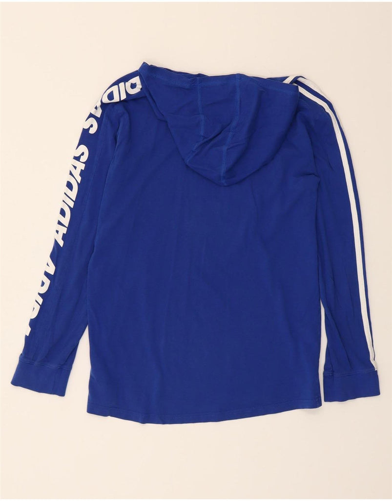 ADIDAS Boys Hooded Graphic Top Long Sleeve 14-15 Years Large Blue Cotton Vintage Adidas and Second-Hand Adidas from Messina Hembry 
