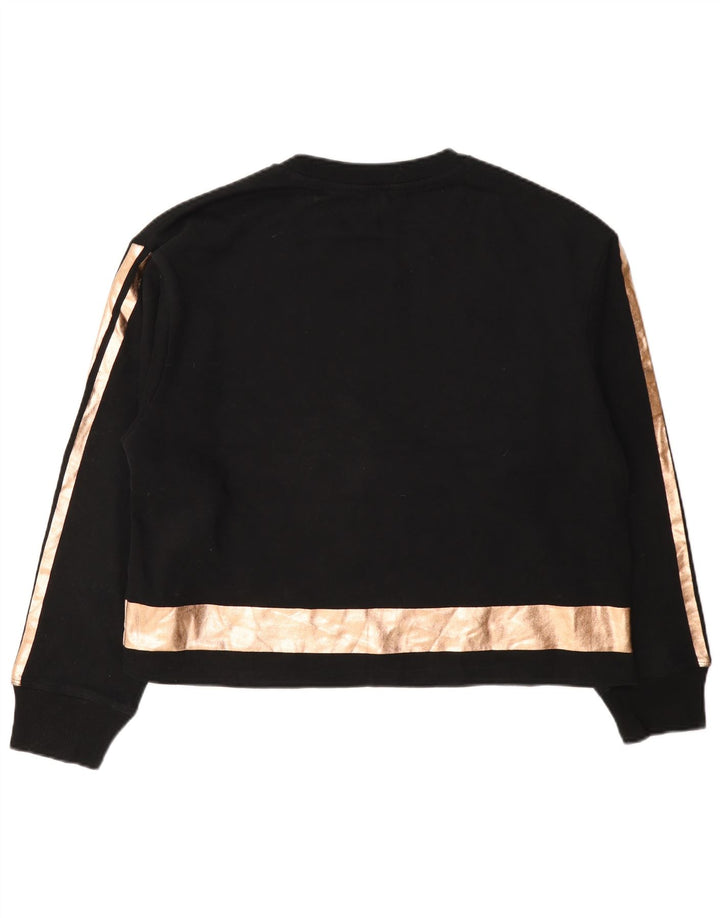 Dkny Womens Graphic Sweatshirt Jumper UK 14 Medium Black Colourblock Cotton