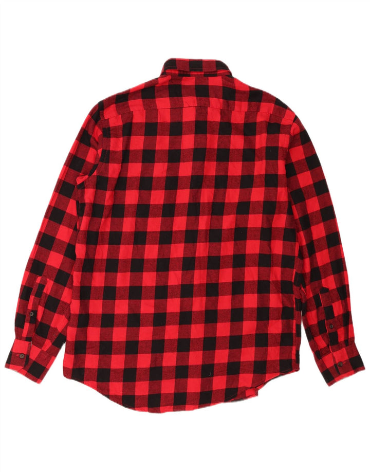 Izod Mens Flannel Shirt Medium Red Check Cotton